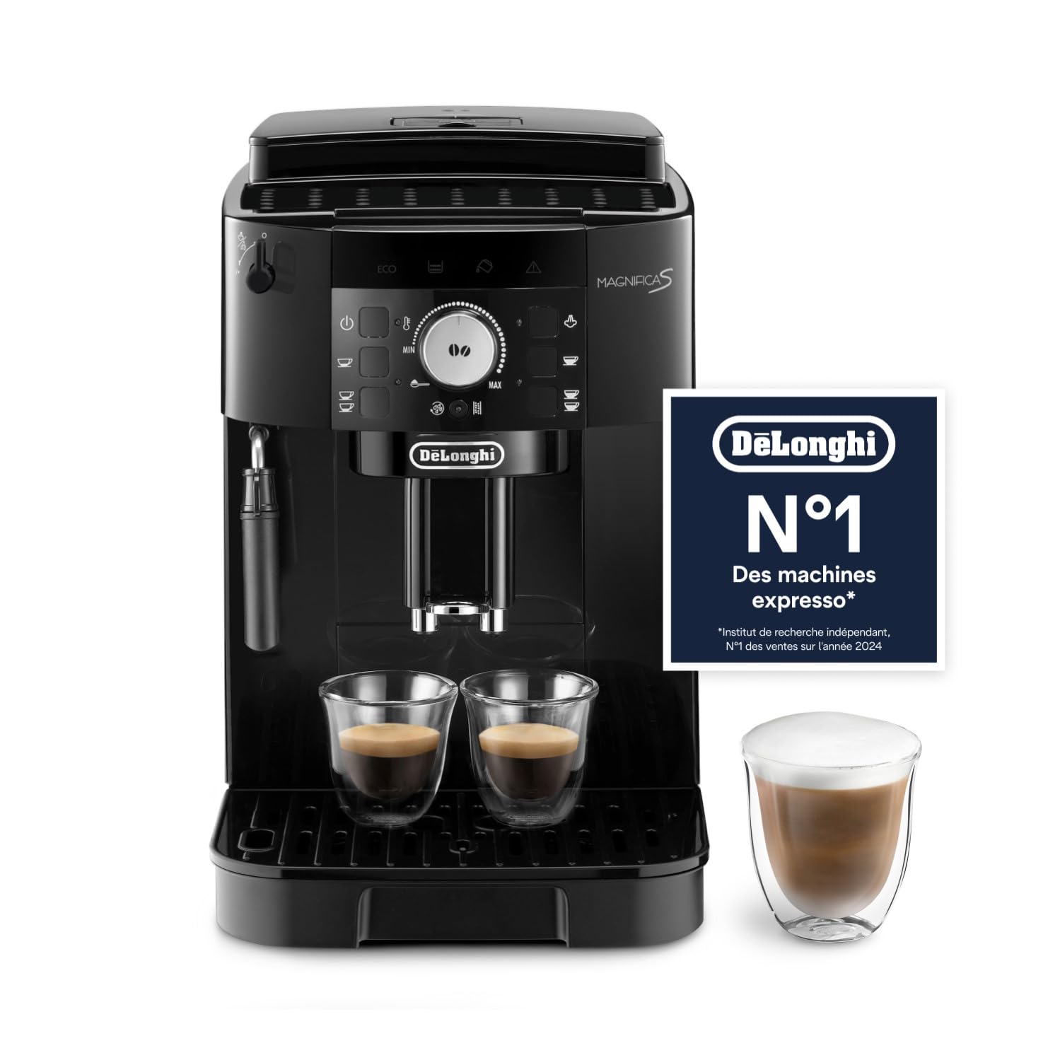 Magnifica S - Perfetto Machine à Café Automatique avec Mousseur à Lait Manuel, Noir - Exclusive at Caforio