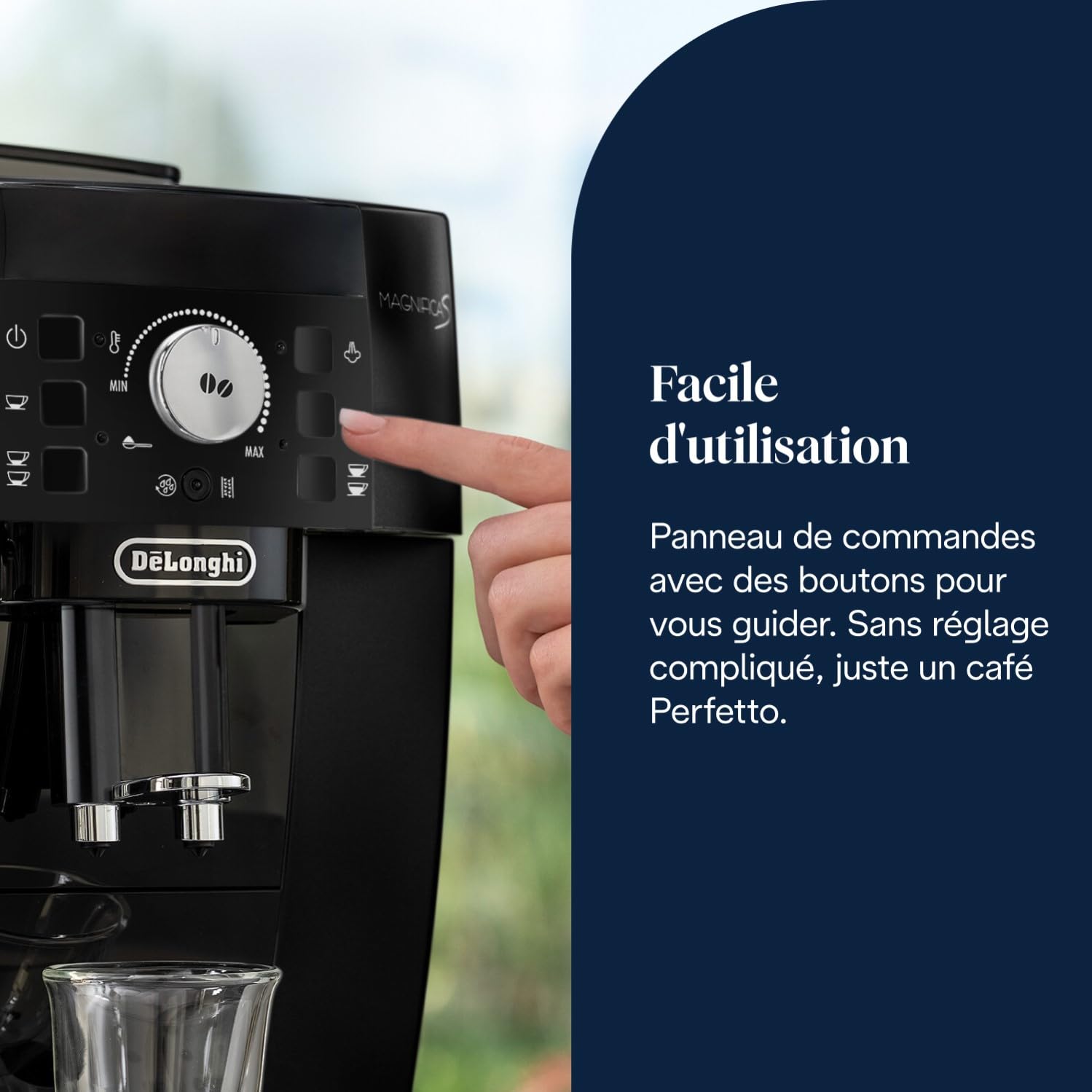 Magnifica S - Perfetto Machine à Café Automatique avec Mousseur à Lait Manuel, Noir - Exclusive at Caforio