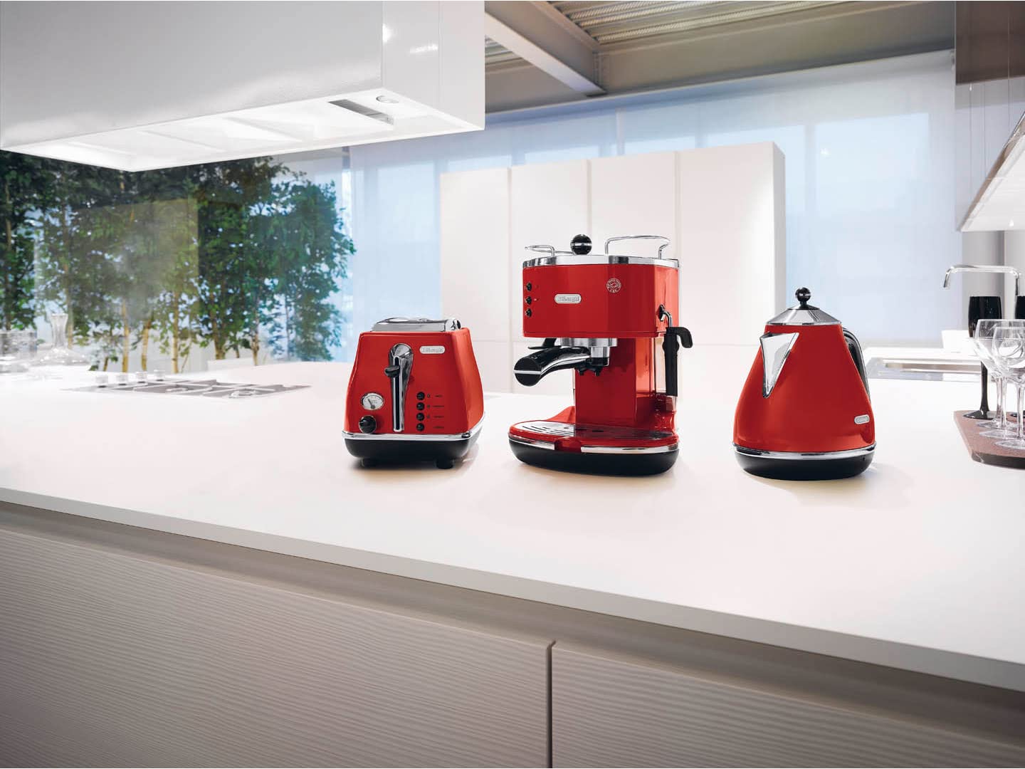 Icona Macchina da Caffè Espresso Manuale, Caffè in Polvere o in Cialde, Rouge - Exclusive at Caforio