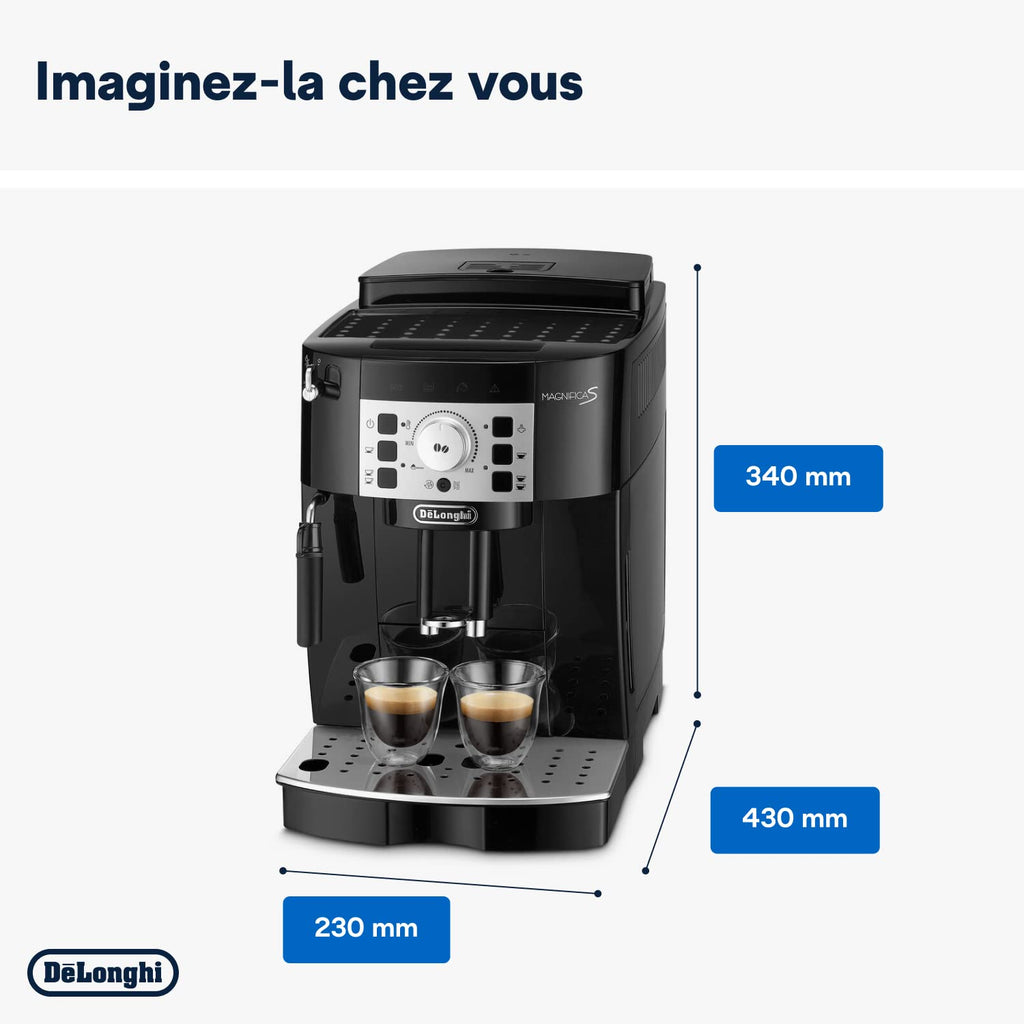 Magnifica S - Perfetto Machine à Café Automatique avec Mousseur à Lait Manuel, Noir - Exclusive at Caforio
