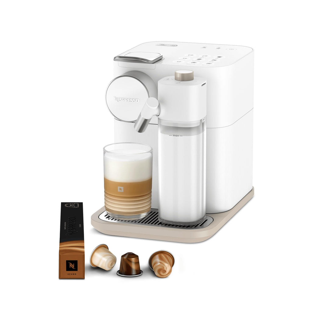 Machine à café Gran Lattissima Blanche, 19 Bars + Kit de Bienvenue, Design Compact, Expresso, Lungo et Recettes Lactées, Arrêt Automatique, Blanc - Exclusive at Caforio