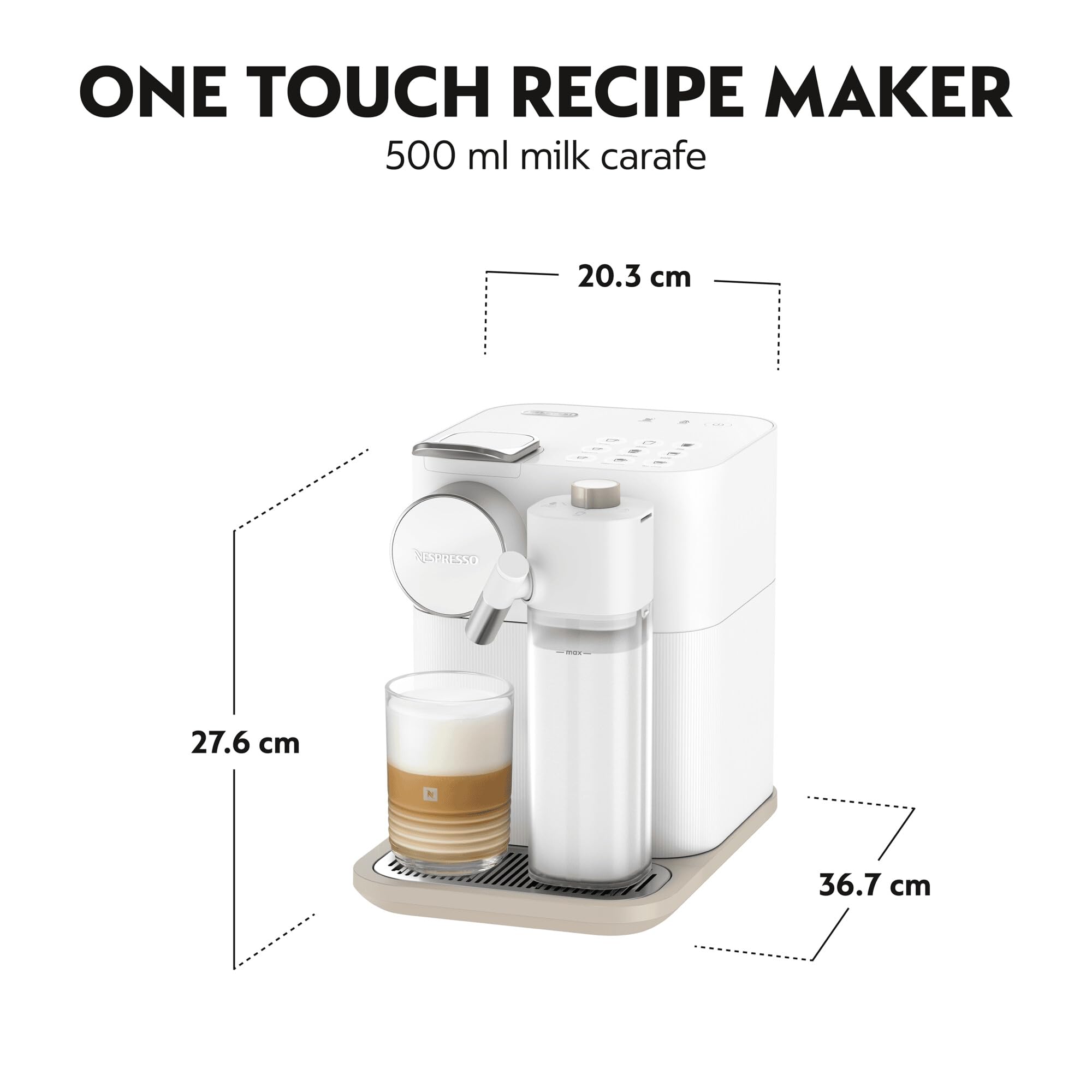 Machine à café Gran Lattissima Blanche, 19 Bars + Kit de Bienvenue, Design Compact, Expresso, Lungo et Recettes Lactées, Arrêt Automatique, Blanc - Exclusive at Caforio