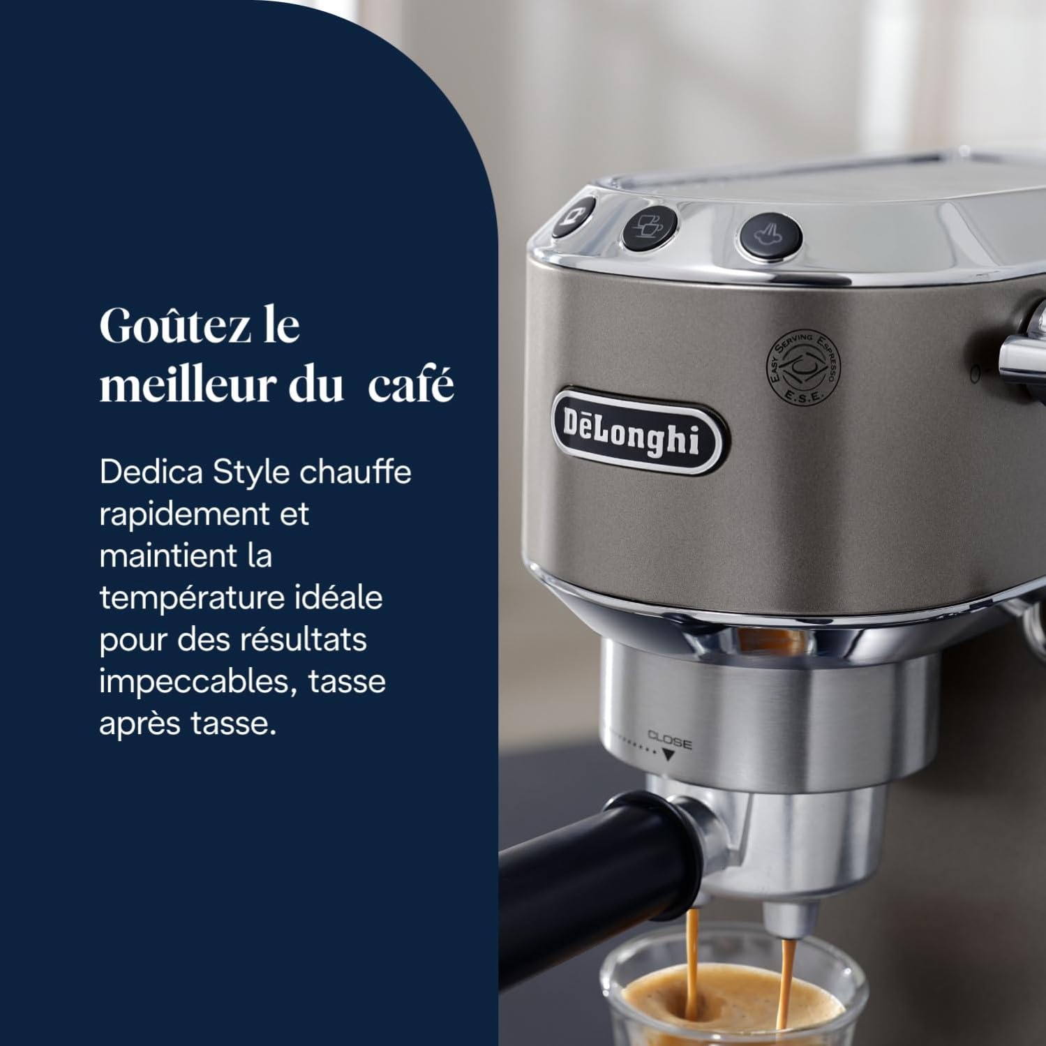 Dedica Style-Perfetto Machine à Expresso Compacte, Titane - Exclusive at Caforio