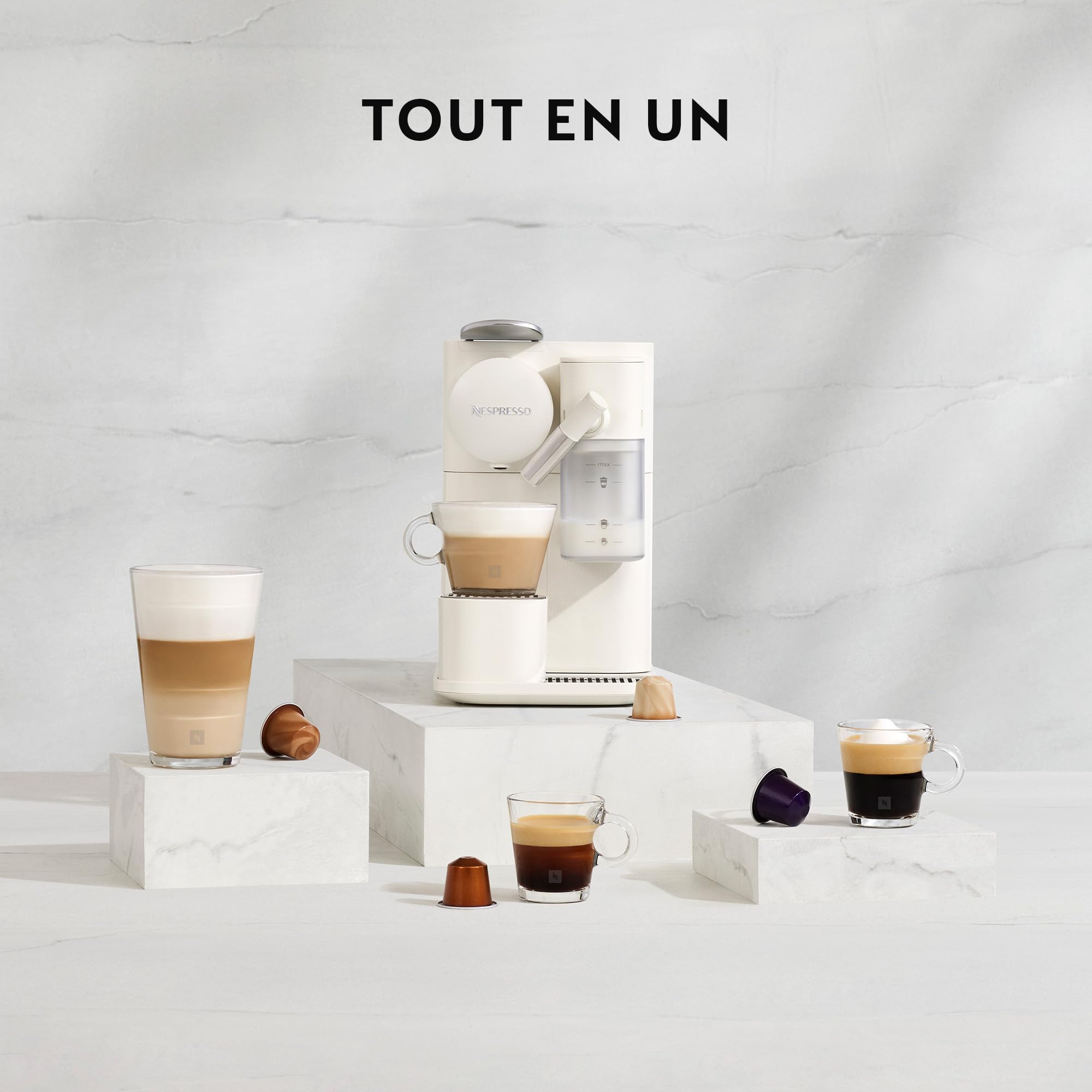 Machine à café Lattissima One Noir, 19 Bars + Kit de Bienvenue, Design Compact, Expresso, Lungo et Recettes Lactées, Arrêt Automatique, Noir - Exclusive at Caforio
