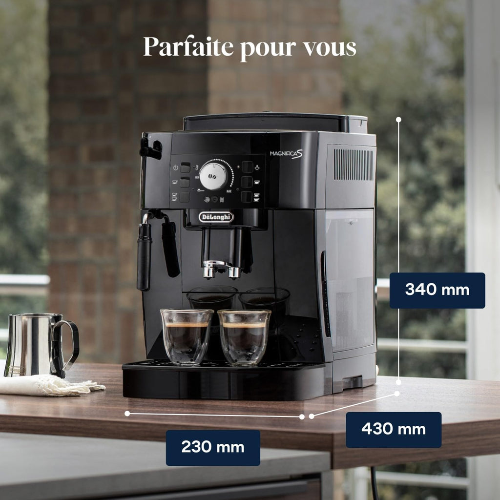 Magnifica S - Perfetto Machine à Café Automatique avec Mousseur à Lait Manuel, Noir - Exclusive at Caforio