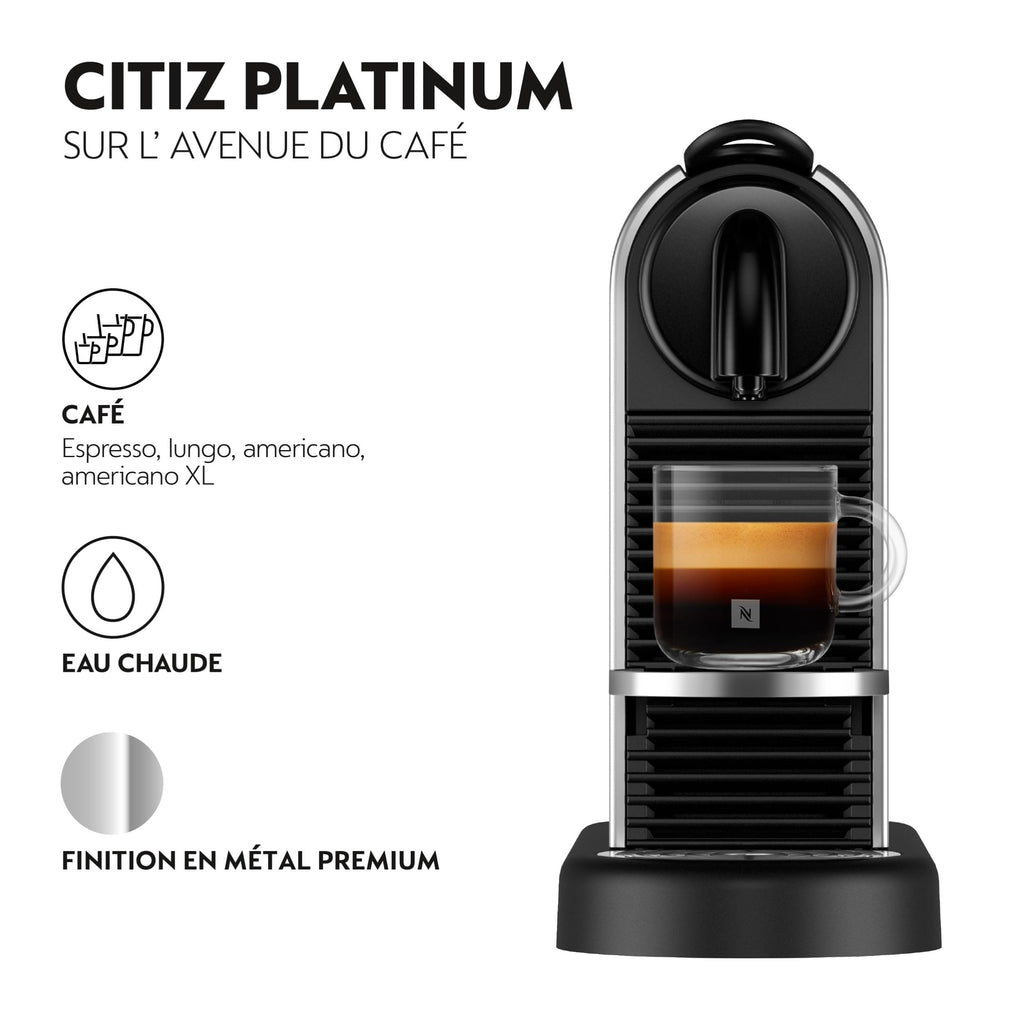 Machine à Café Citiz Argent, 19 Bars + Kit de Bienvenue, Design Moderne, Expresso, Lungo et Americano, Arrêt Automatique, - Exclusive at Caforio