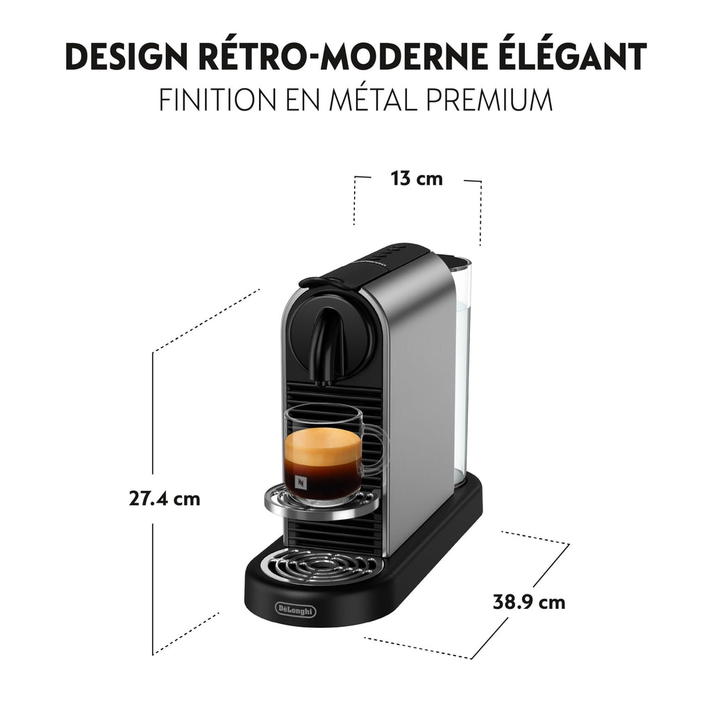 Machine à Café Citiz Argent, 19 Bars + Kit de Bienvenue, Design Moderne, Expresso, Lungo et Americano, Arrêt Automatique, - Exclusive at Caforio