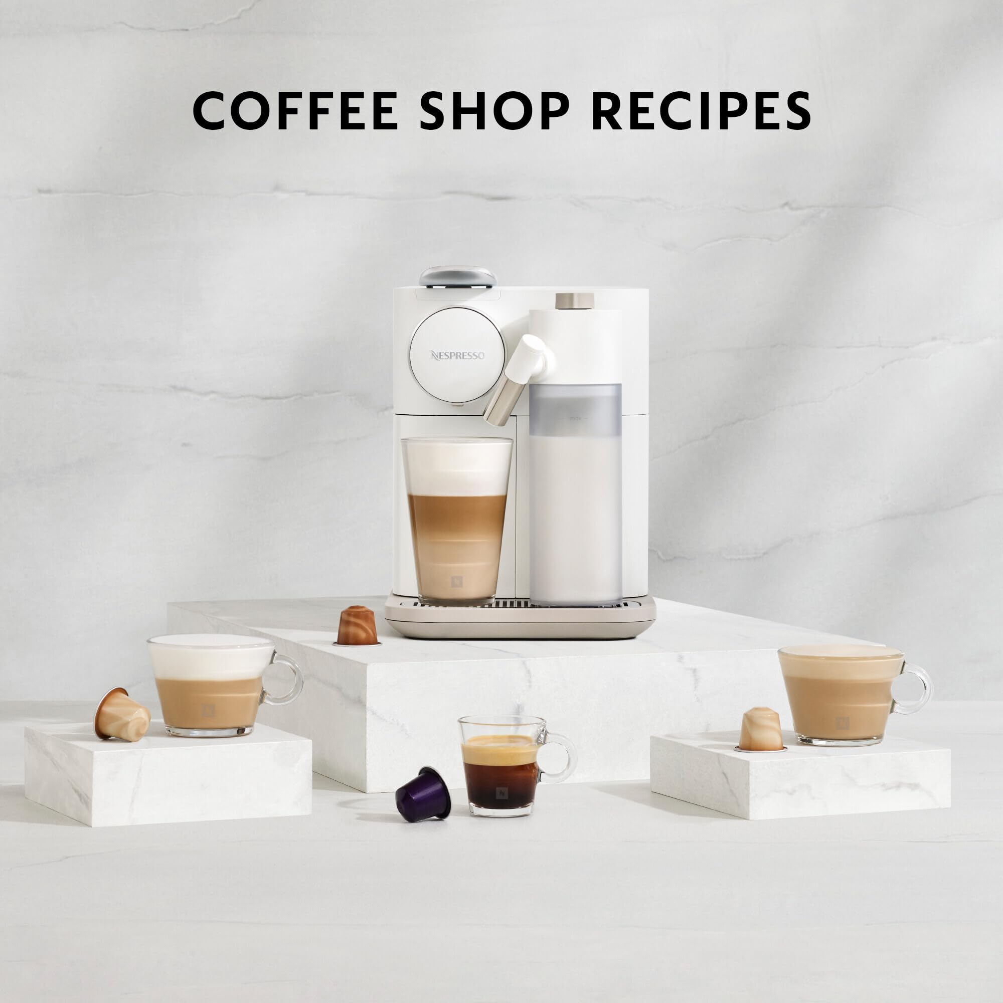 Machine à café Gran Lattissima Blanche, 19 Bars + Kit de Bienvenue, Design Compact, Expresso, Lungo et Recettes Lactées, Arrêt Automatique, Blanc - Exclusive at Caforio