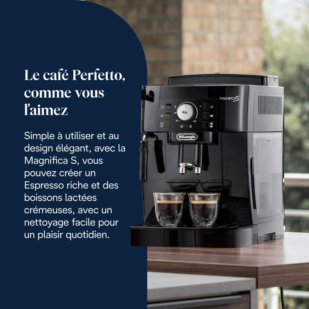 Magnifica S - Perfetto Machine à Café Automatique avec Mousseur à Lait Manuel, Noir - Exclusive at Caforio