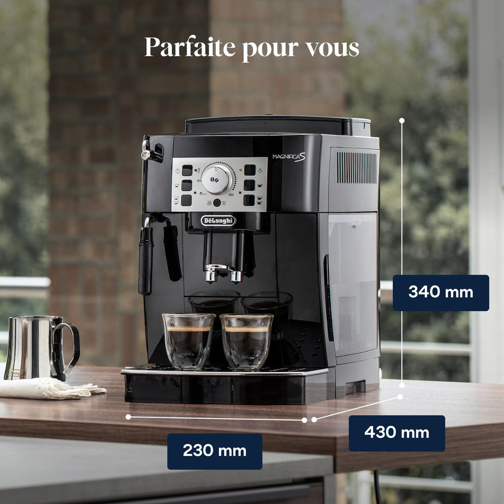 Magnifica S - Perfetto Machine à Café Automatique avec Mousseur à Lait Manuel, Noir - Exclusive at Caforio