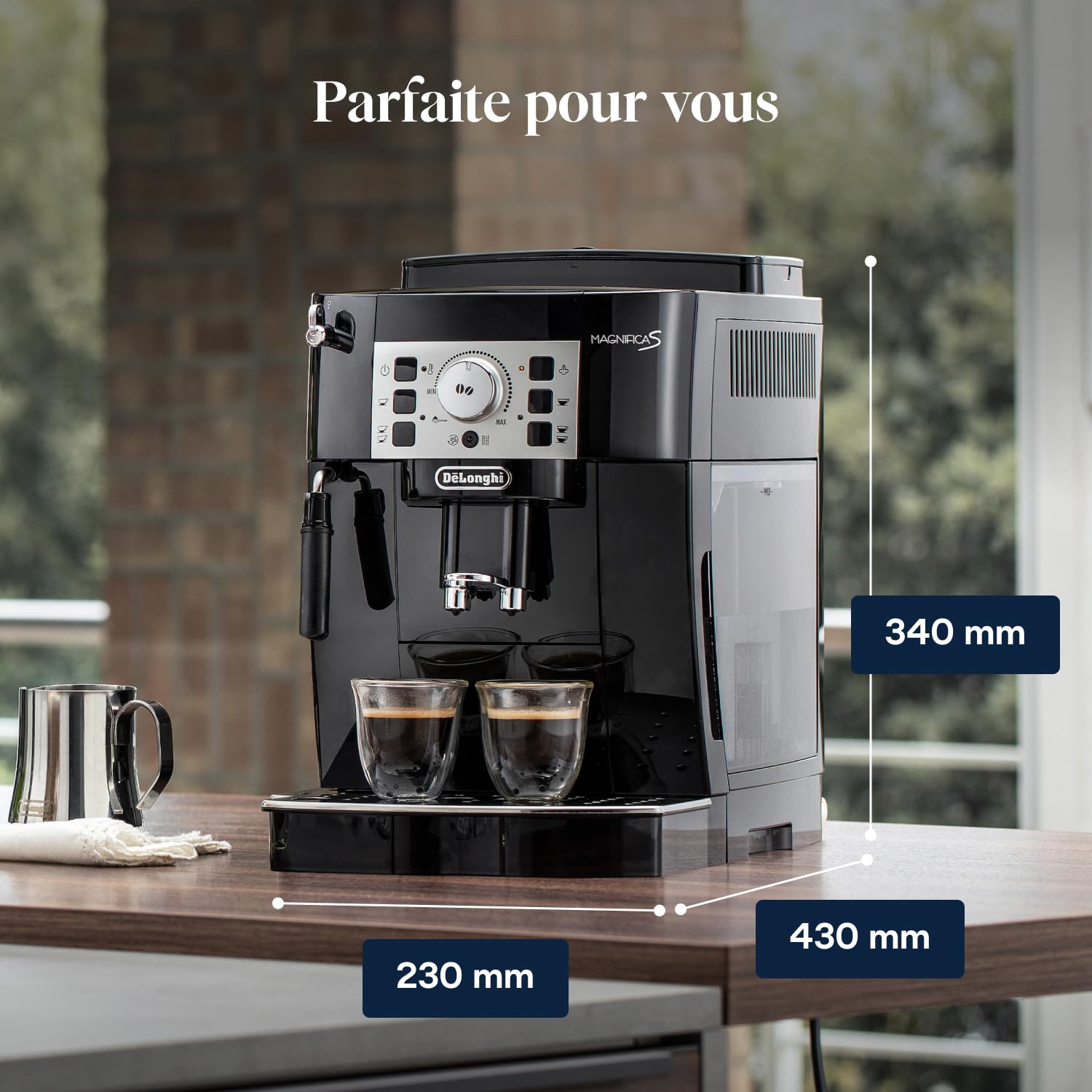 Magnifica S - Perfetto Machine à Café Automatique avec Mousseur à Lait Manuel, Noir - Exclusive at Caforio