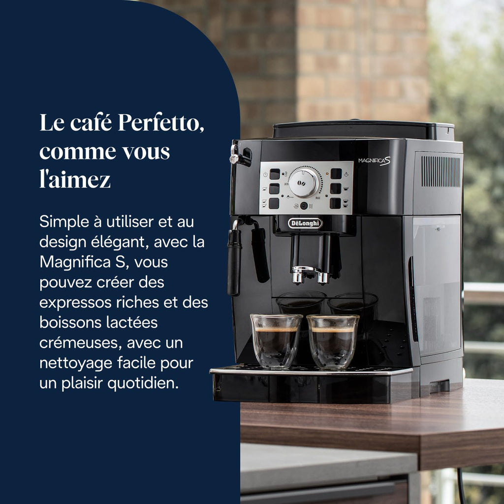 Magnifica S - Perfetto Machine à Café Automatique avec Mousseur à Lait Manuel, Noir - Exclusive at Caforio