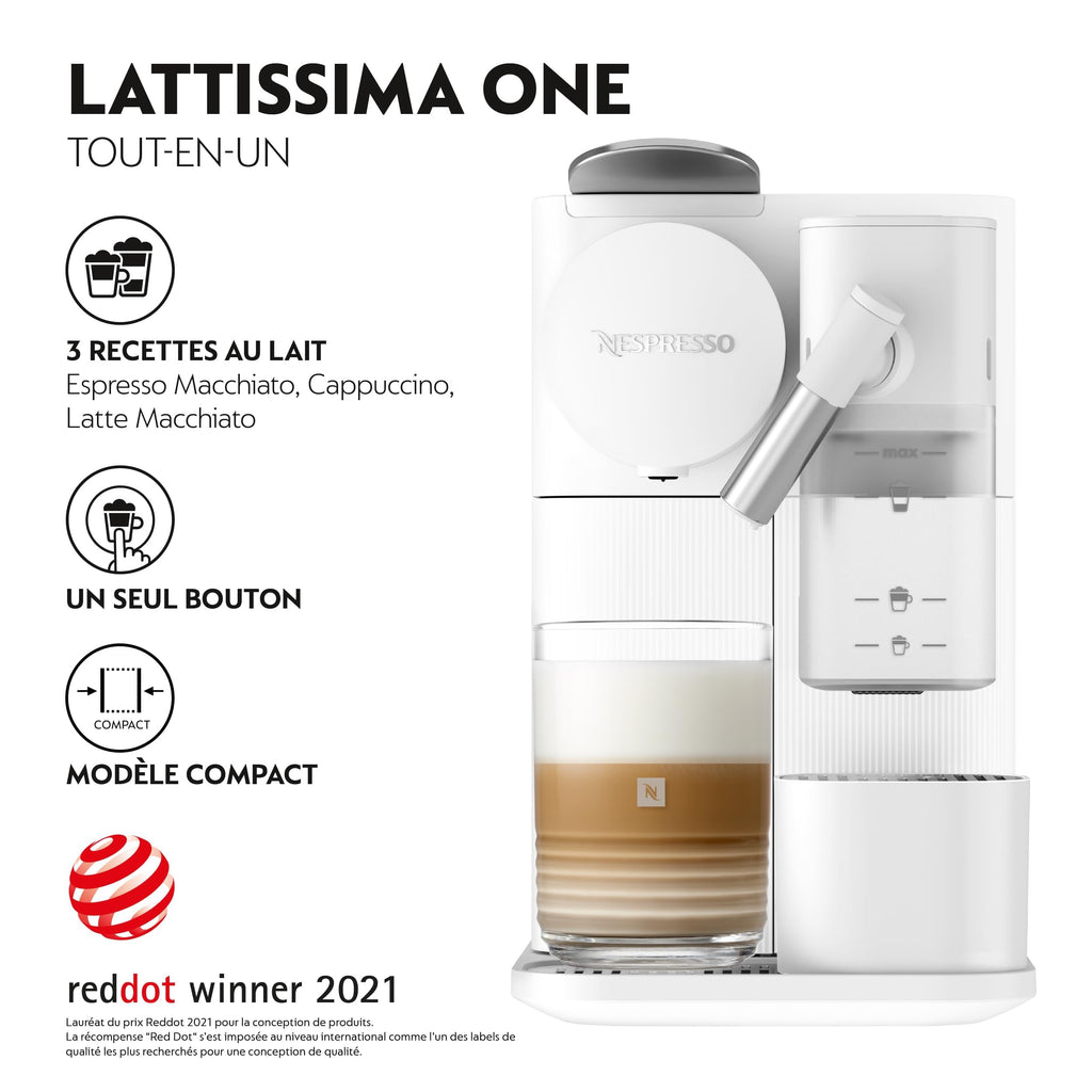 Machine à café Lattissima One Blanche, 19 Bars + Kit de Bienvenue, Blanc - Exclusive at Caforio