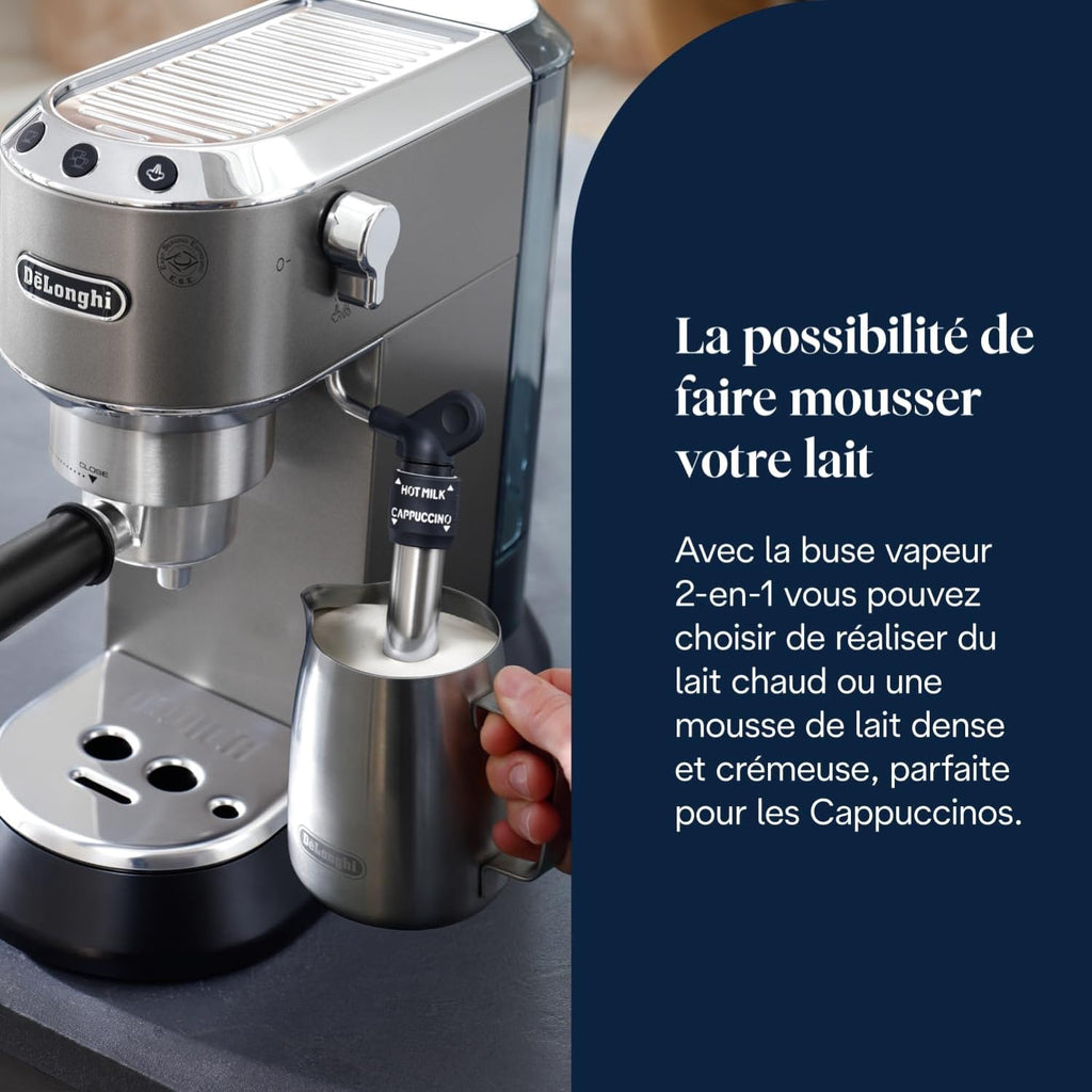 Dedica Style-Perfetto Machine à Expresso Compacte, Titane - Exclusive at Caforio